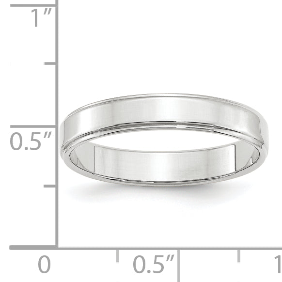 Solid 14K White Gold 4mm Flat with Step Edge Men's/Women's Wedding Band Ring Size 10