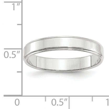 Solid 14K White Gold 4mm Flat with Step Edge Men's/Women's Wedding Band Ring Size 10