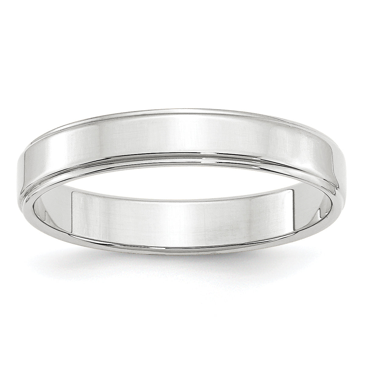 Solid 14K White Gold 4mm Flat with Step Edge Men's/Women's Wedding Band Ring Size 10