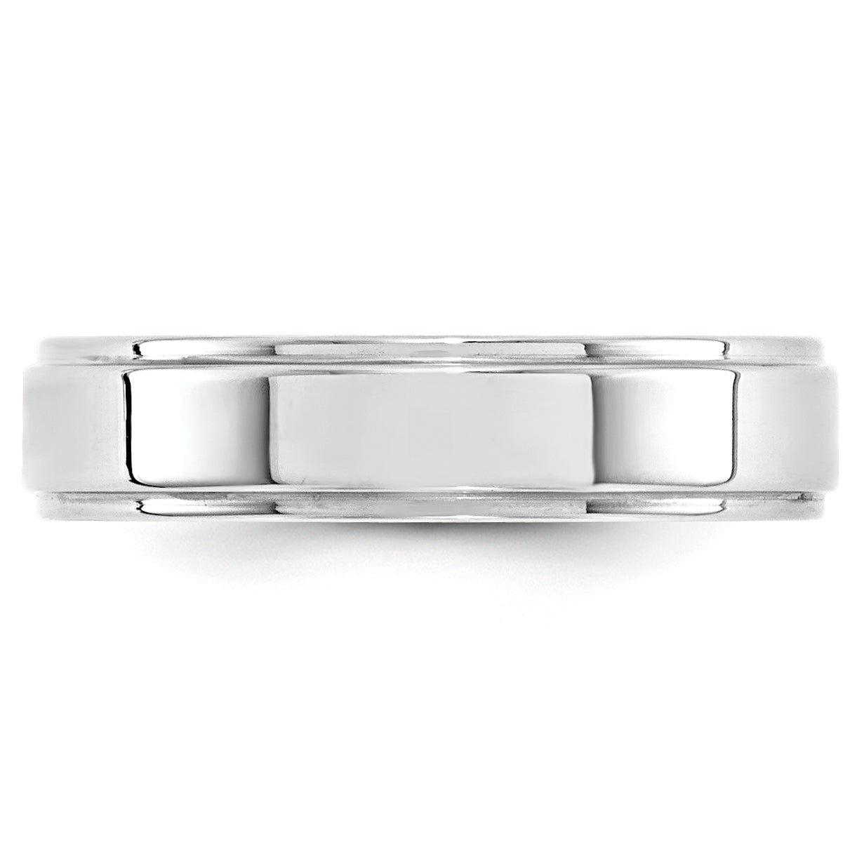 Solid 14K White Gold 5mm Flat with Step Edge Men's/Women's Wedding Band Ring Size 7.5