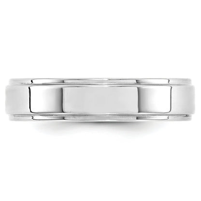 Solid 14K White Gold 5mm Flat with Step Edge Men's/Women's Wedding Band Ring Size 7.5