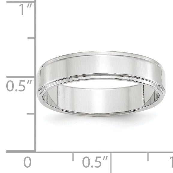 Solid 14K White Gold 5mm Flat with Step Edge Men's/Women's Wedding Band Ring Size 7.5