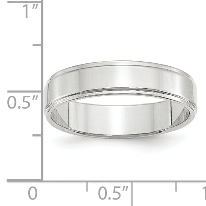 Solid 14K White Gold 5mm Flat with Step Edge Men's/Women's Wedding Band Ring Size 7.5