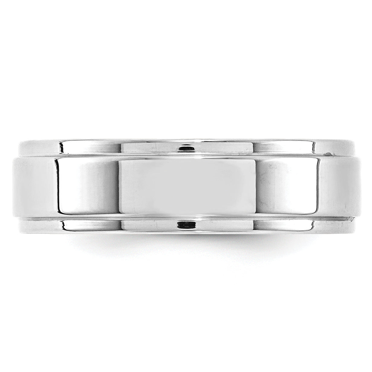 Solid 14K White Gold 6mm Flat with Step Edge Men's/Women's Wedding Band Ring Size 11.5
