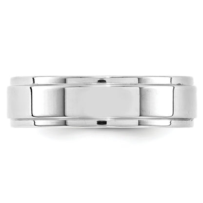 Solid 14K White Gold 6mm Flat with Step Edge Men's/Women's Wedding Band Ring Size 11.5