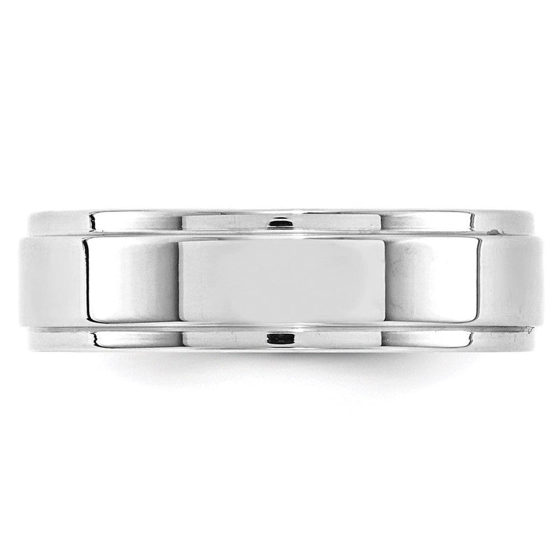 18k White Gold 6mm Flat with Step Edge Wedding Band Ring