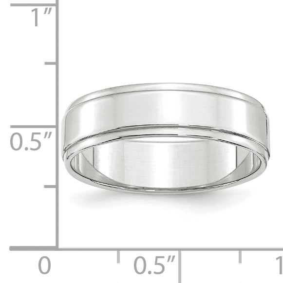 Solid 14K White Gold 6mm Flat with Step Edge Men's/Women's Wedding Band Ring Size 13