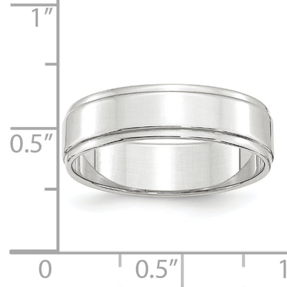 Solid 14K White Gold 6mm Flat with Step Edge Men's/Women's Wedding Band Ring Size 11.5