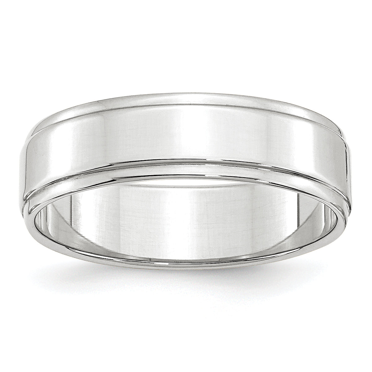 Solid 14K White Gold 6mm Flat with Step Edge Men's/Women's Wedding Band Ring Size 11.5