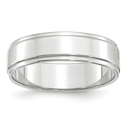 Solid 14K White Gold 6mm Flat with Step Edge Men's/Women's Wedding Band Ring Size 11.5
