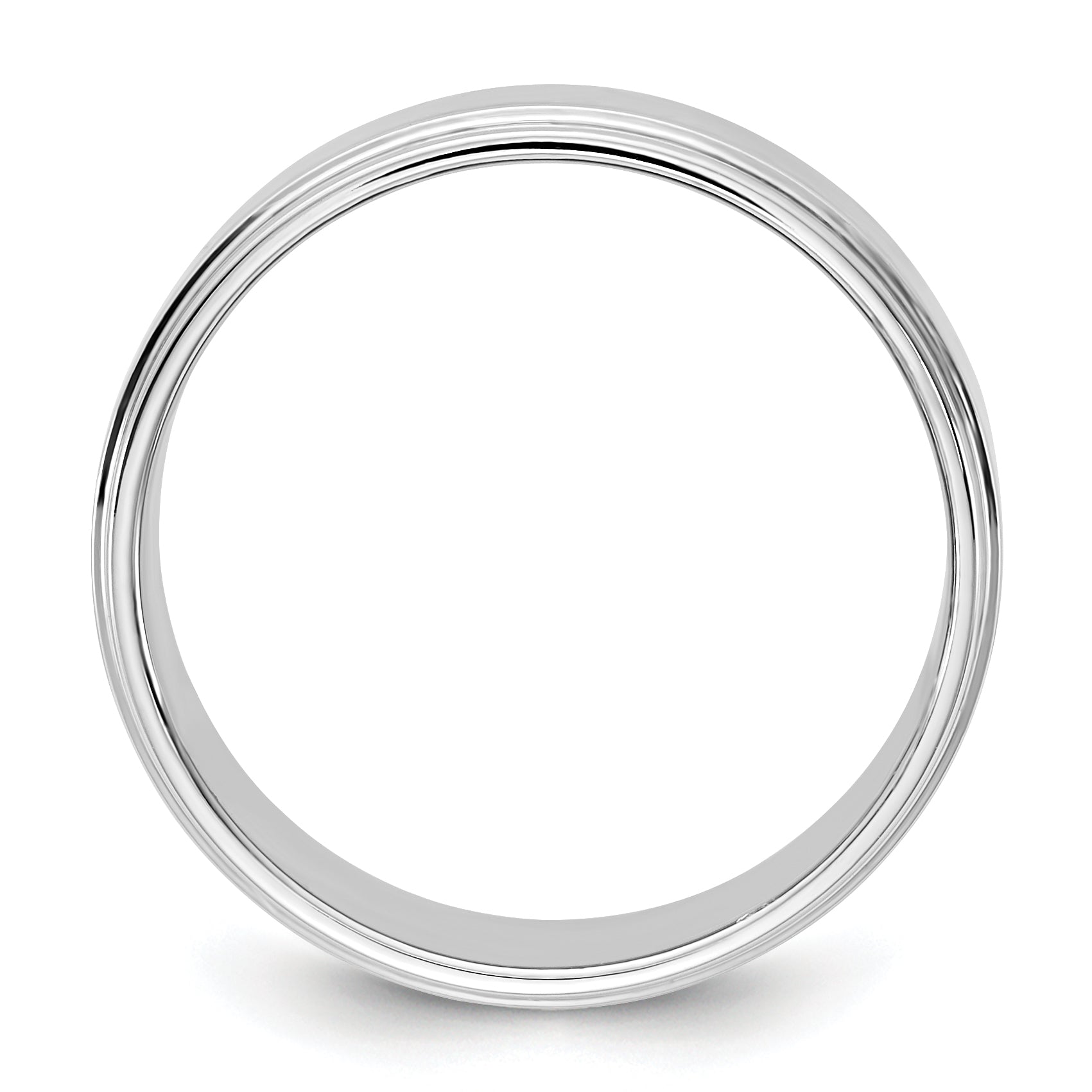 14K White Gold 7mm Flat With Step Edge Band