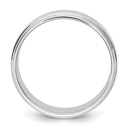 14K White Gold 7mm Flat With Step Edge Band