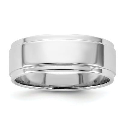 14K White Gold 7mm Flat With Step Edge Band