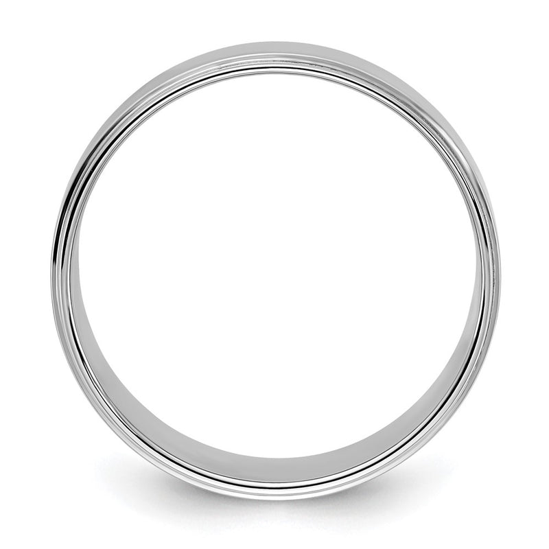 14k White Gold 8mm Flat with Step Edge Wedding Band Ring