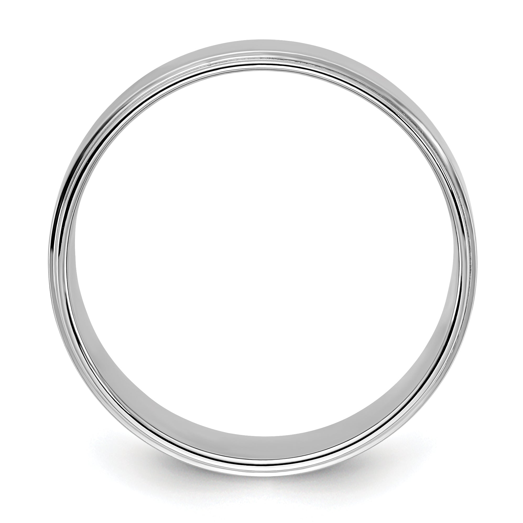 Solid 14K White Gold 8mm Flat with Step Edge Men's/Women's Wedding Band Ring Size 6