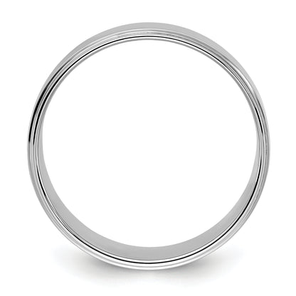 Solid 14K White Gold 8mm Flat with Step Edge Men's/Women's Wedding Band Ring Size 6