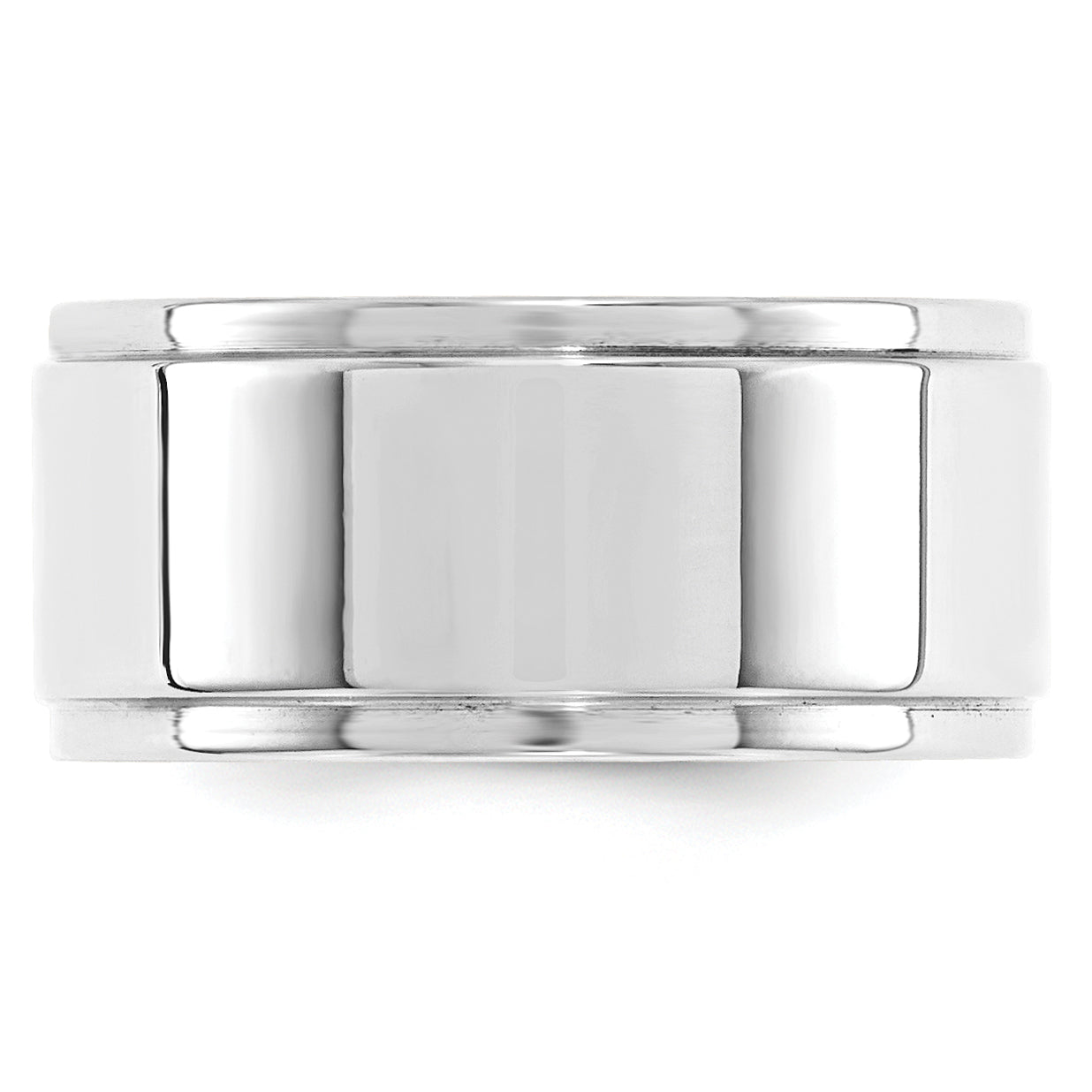 Solid 10K White Gold 10mm Flat with Step Edge Men's/Women's Wedding Band Ring Size 10