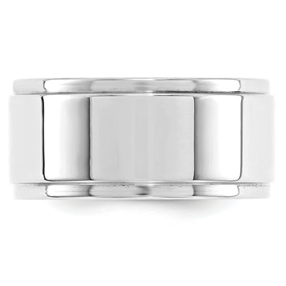 Solid 10K White Gold 10mm Flat with Step Edge Men's/Women's Wedding Band Ring Size 10