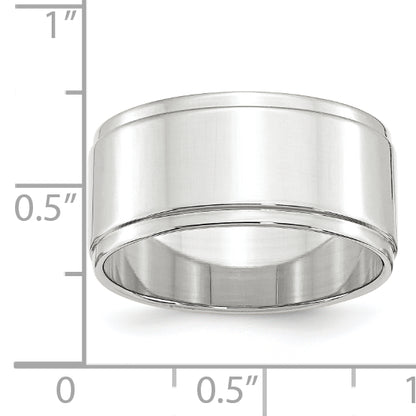 Solid 10K White Gold 10mm Flat with Step Edge Men's/Women's Wedding Band Ring Size 10