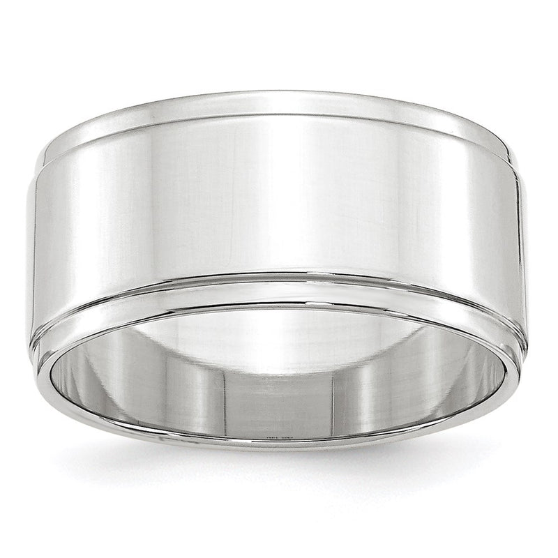 10KW Yellow Gold 10mm Flat with Step Edge Wedding Band Ring