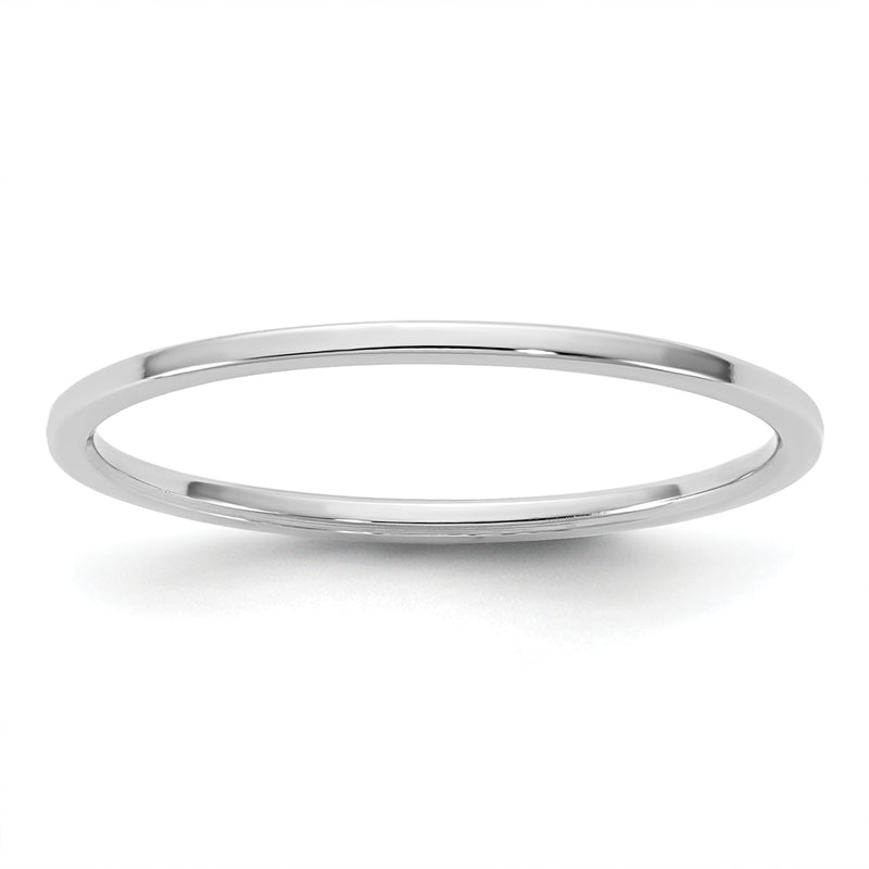10K White Gold 10Kw 1mm Lightweight Flat Band Size 7.5