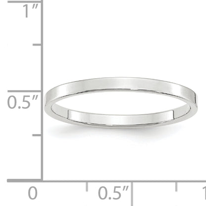 Solid 14K White Gold 2mm Light Weight Flat Men's/Women's Wedding Band Ring Size 5