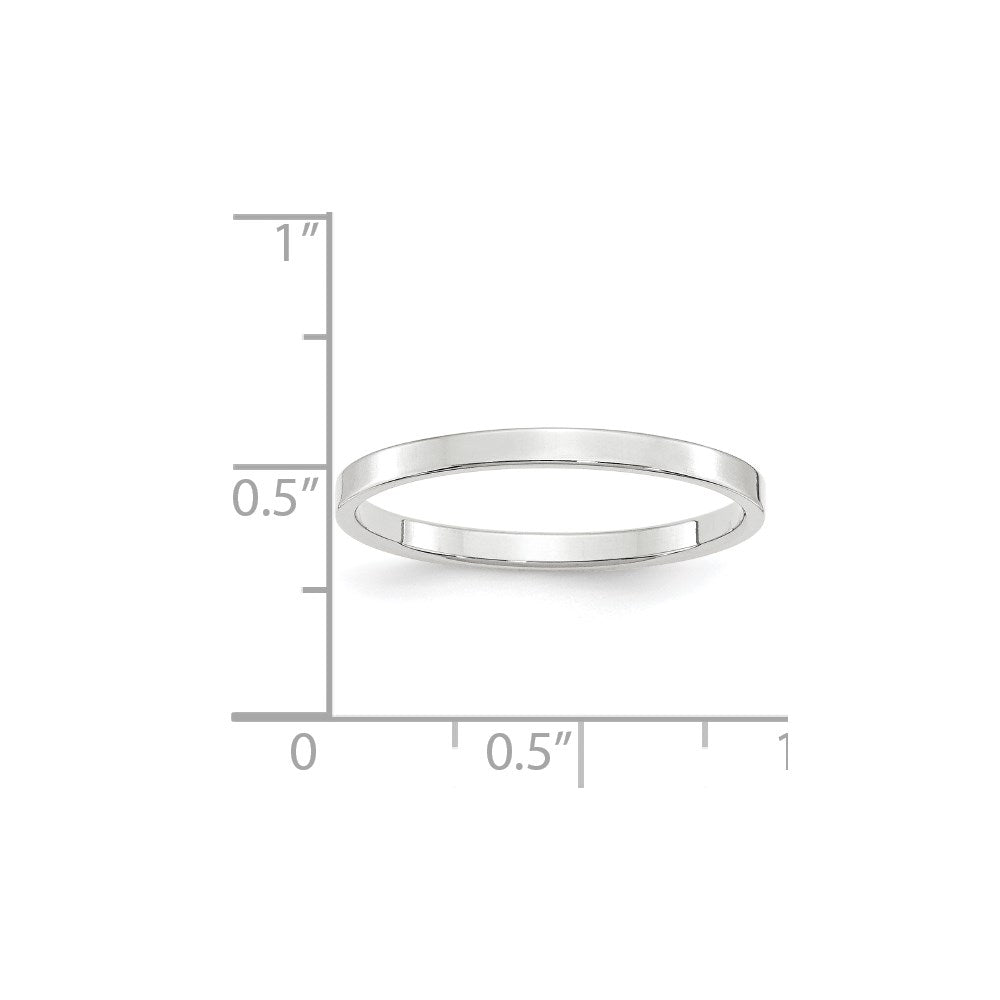 14k White Gold 2mm Lightweight Flat Wedding Band Ring