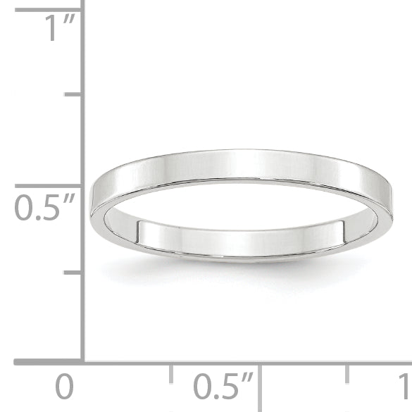 Solid 14K White Gold 2.5mm Light Weight Flat Men's/Women's Wedding Band Ring Size 10