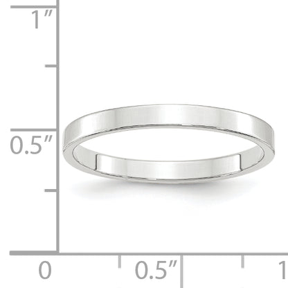 Solid 14K White Gold 2.5mm Light Weight Flat Men's/Women's Wedding Band Ring Size 10