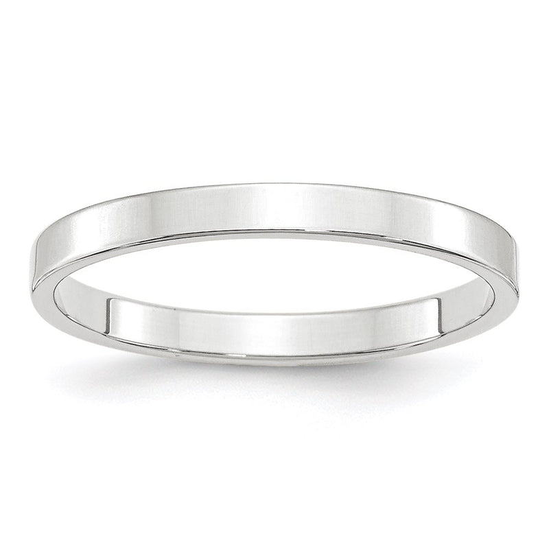 10k White Gold 2.5mm Lightweight Flat Wedding Band Ring