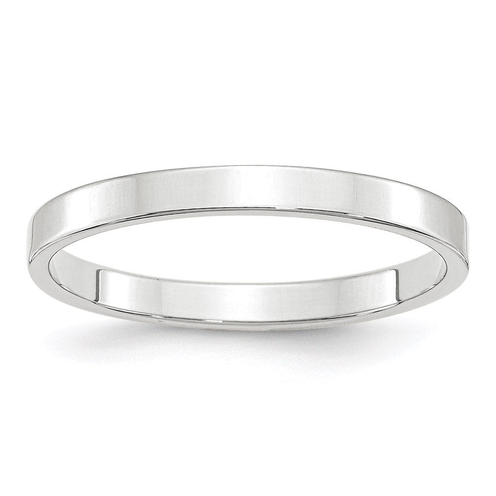 18k White Gold 2.5mm Lightweight Flat Wedding Band Ring
