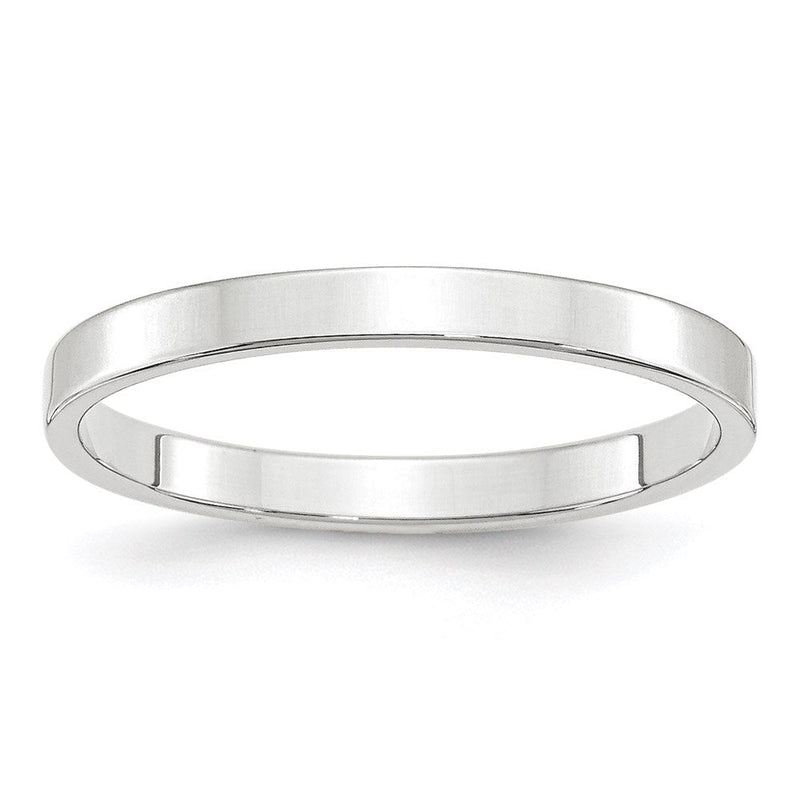 18k White Gold 2.5mm Lightweight Flat Wedding Band Ring