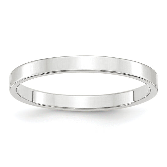 Solid 14K White Gold 2.5mm Light Weight Flat Men's/Women's Wedding Band Ring Size 10