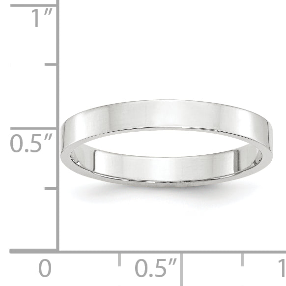 Solid 14K White Gold 3mm Light Weight Flat Men's/Women's Wedding Band Ring Size 10.5