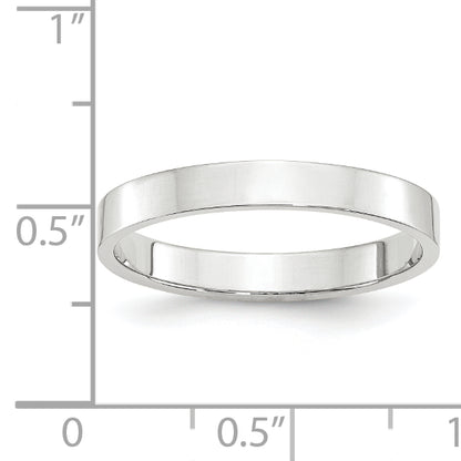 Solid 14K White Gold 3mm Light Weight Flat Men's/Women's Wedding Band Ring Size 10.5