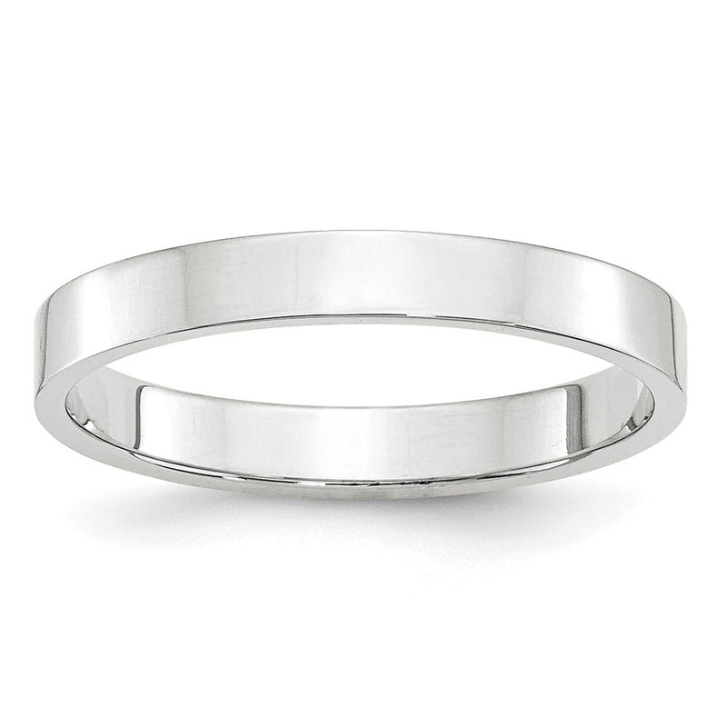 14k White Gold 3mm Lightweight Flat Wedding Band Ring