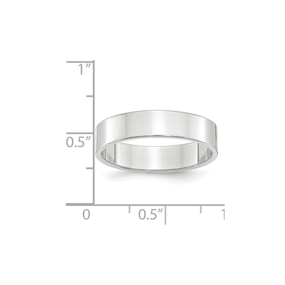18k White Gold 5mm Lightweight Flat Wedding Band Ring