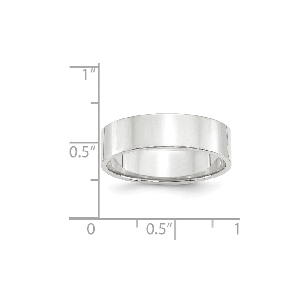 14k White Gold 6mm Lightweight Flat Wedding Band Ring