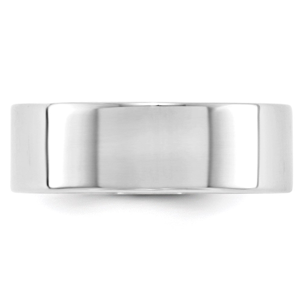 18k White Gold 7mm Lightweight Flat Wedding Band Ring