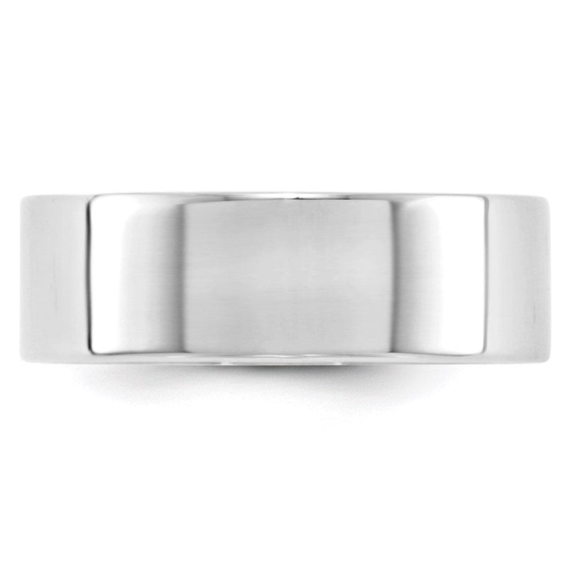 18k White Gold 7mm Lightweight Flat Wedding Band Ring