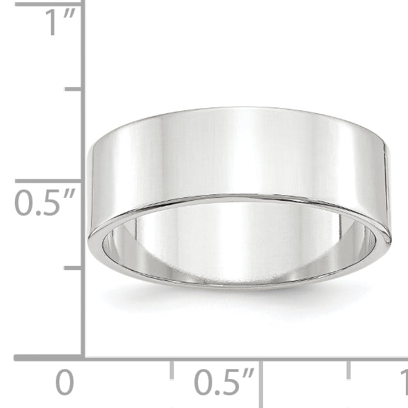 Solid 14K White Gold 7mm Light Weight Flat Men's/Women's Wedding Band Ring Size 13.5