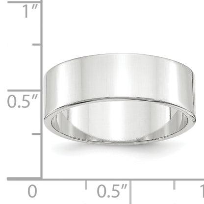 Solid 14K White Gold 7mm Light Weight Flat Men's/Women's Wedding Band Ring Size 13.5