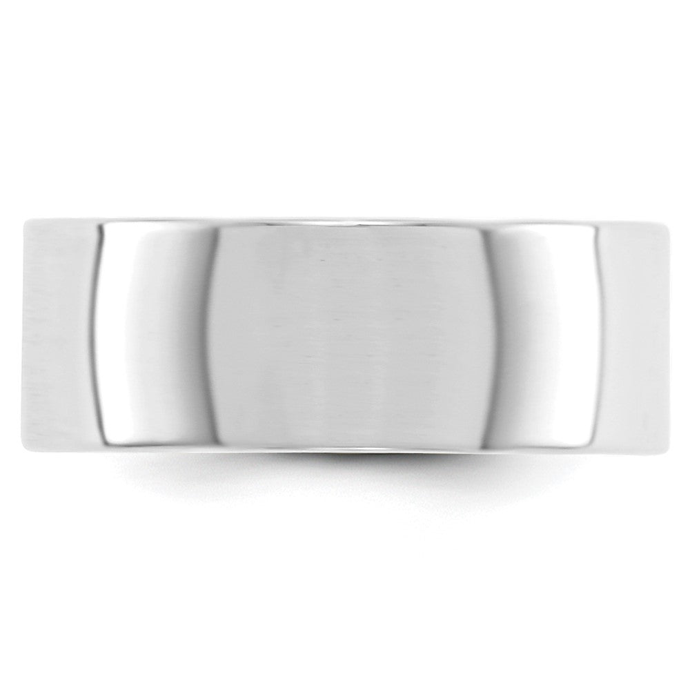 10k White Gold 8mm Lightweight Flat Wedding Band Ring