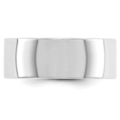 18k White Gold 8mm Lightweight Flat Wedding Band Ring
