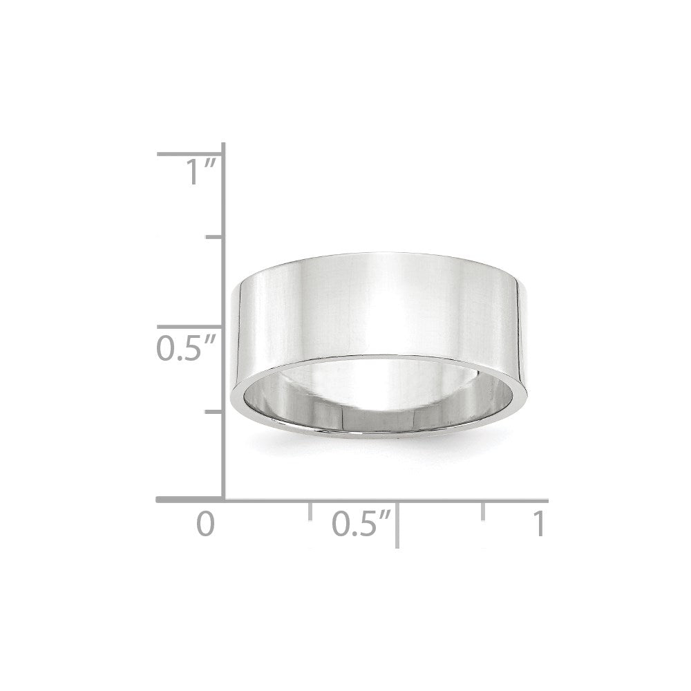 10k White Gold 8mm Lightweight Flat Wedding Band Ring