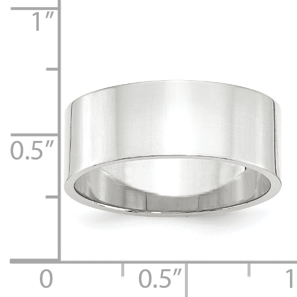 Solid 14K White Gold 8mm Light Weight Flat Men's/Women's Wedding Band Ring Size 11.5