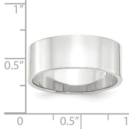 Solid 14K White Gold 8mm Light Weight Flat Men's/Women's Wedding Band Ring Size 11.5