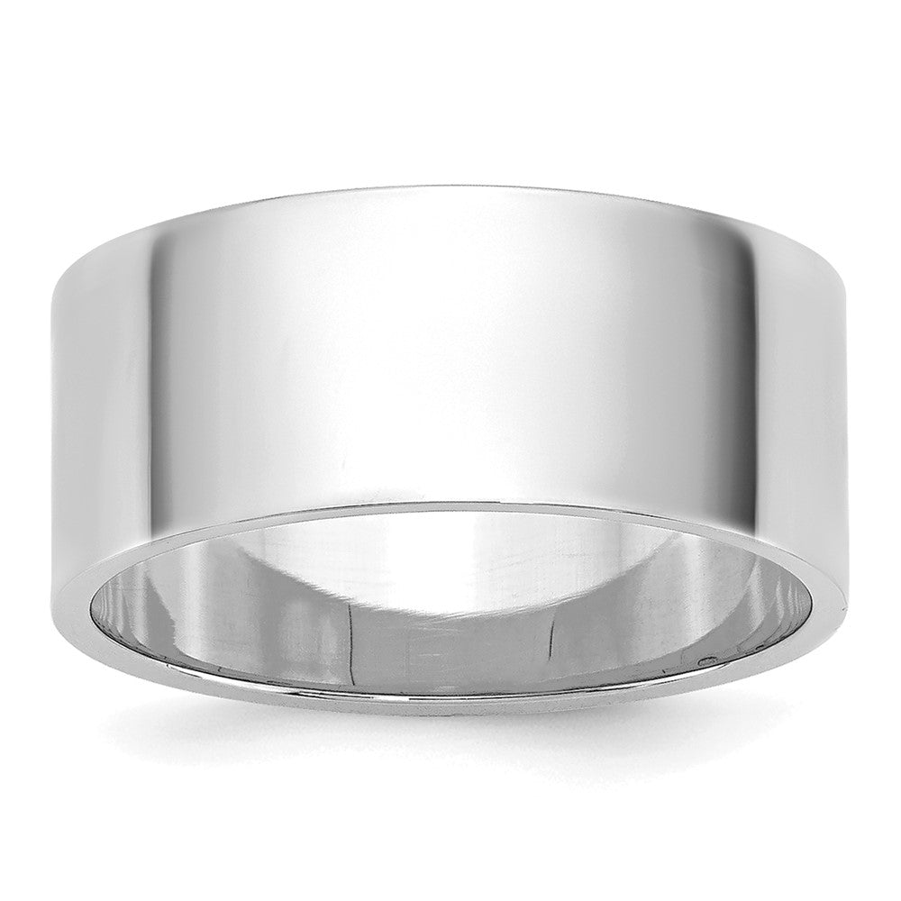 10k White Gold 8mm Lightweight Flat Wedding Band Ring