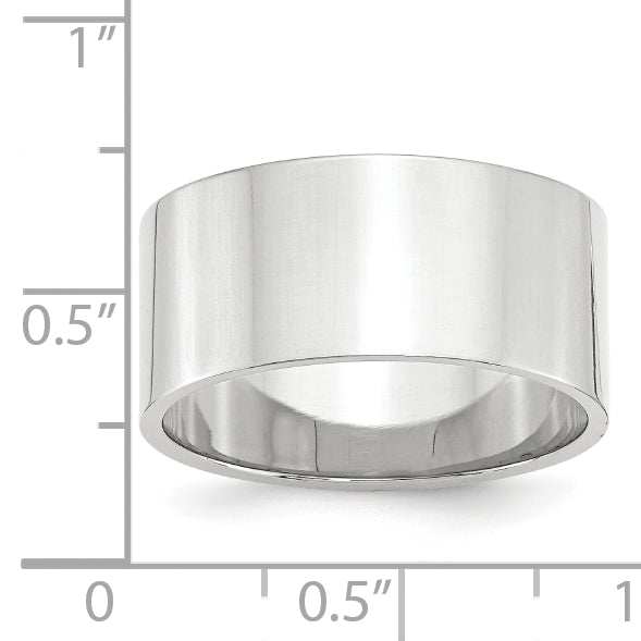Solid 14K White Gold 10mm Light Weight Flat Men's/Women's Wedding Band Ring Size 10