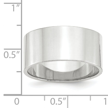 Solid 14K White Gold 10mm Light Weight Flat Men's/Women's Wedding Band Ring Size 10